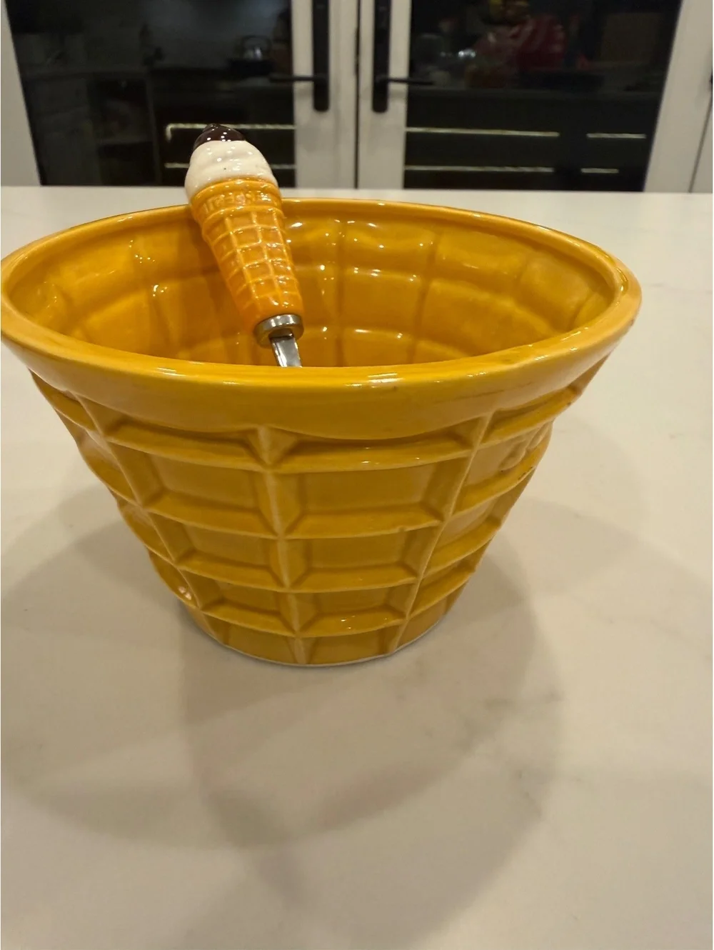 Ceramic Ice Cream Cone Bowl with Matching Spoon